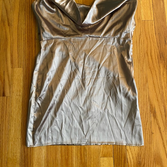NELLIS, L, gold satin draped neck & back, criss cross strap dress, new w/ tags!! - Picture 2 of 8
